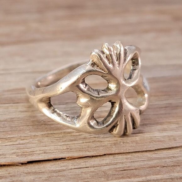 Vintage Sterling Wax Cast Organic Butterfly Ring - Picture 4 of 7